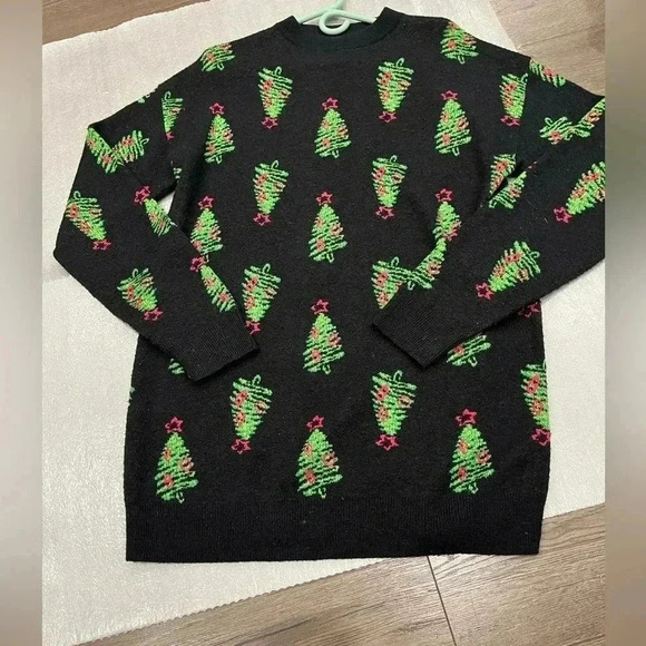 [M]  The Rail mens long crew neck xmass tree print sweater - Picture 4 of 10